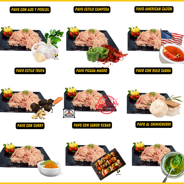 Carne picada Variada Pavo - Elige tus 10 Packs - Fitness Boni